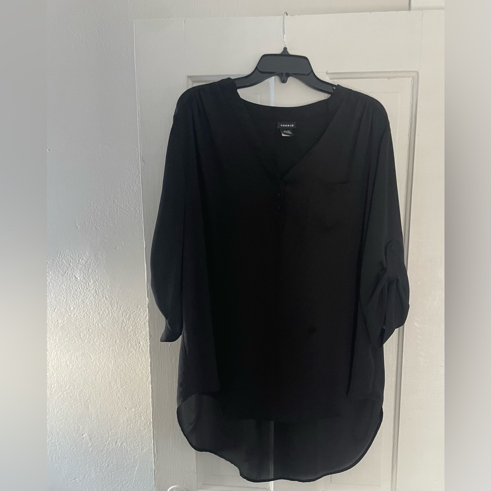Torrid Black Button-Front Blouse size 1 Business Shirt Harper Style